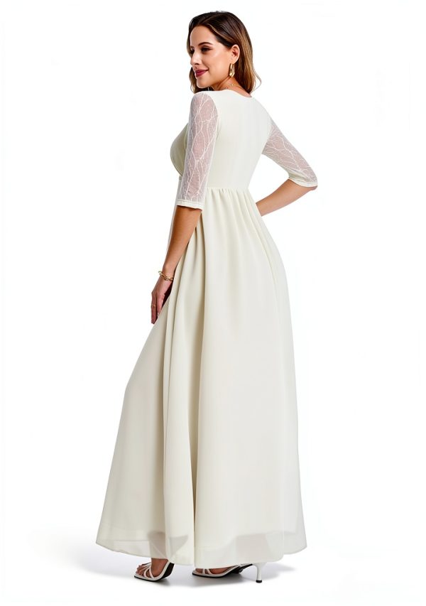 Maternity Dress Leaf Lace Chiffon Maxi for Pregnancy-3