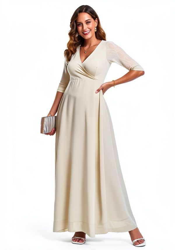 Maternity Dress Leaf Lace Chiffon Maxi for Pregnancy-4