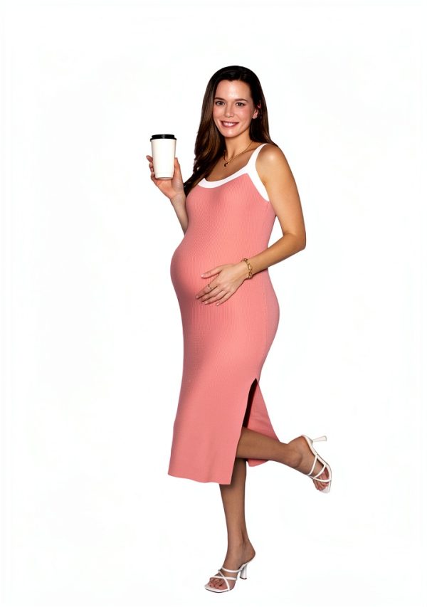 Maternity Casual Dress Bodycon Striped Square Neck Fall-4