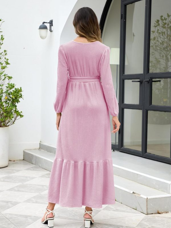 Maternity Maxi Dress Flowing A-Line Detachable Belt-1