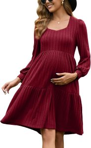GINKANA Maternity Babydoll Dress Soft Stretch Fabric Square-0