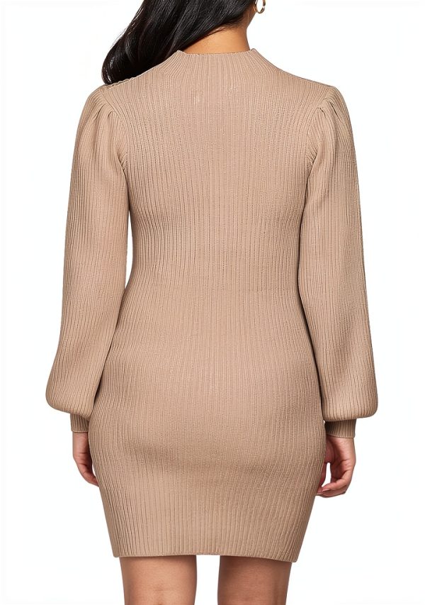 Lueluoye Maternity Sweater Dress Stretchy Turtleneck Bodycon-3