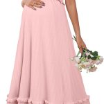 Maternity Casual Dress Flowy Bohemian Maxi Square Neck-0