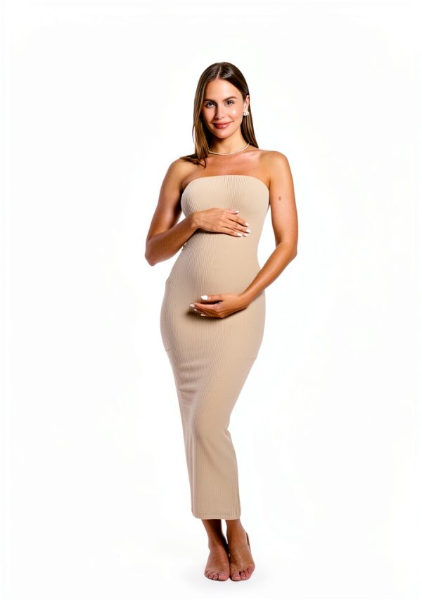 Maternity 2 Piece Dress Cardigan Strapless Bodycon Maxi-4