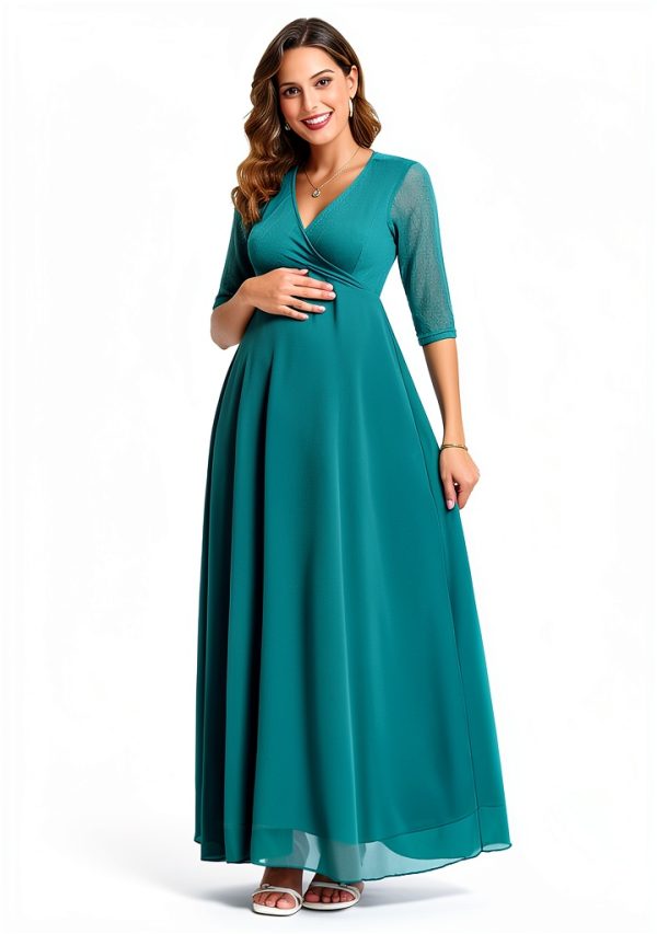Maternity Dress Lace Chiffon Maxi for Pregnancy Women-1