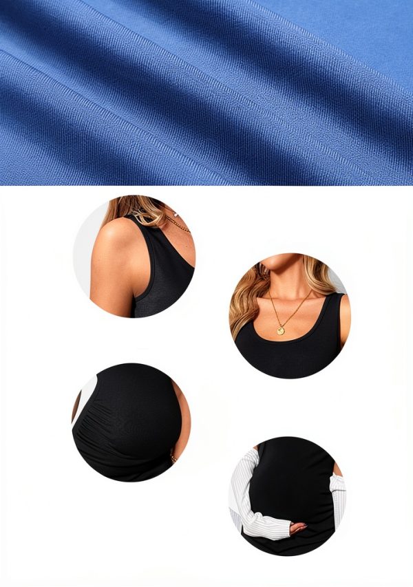 Ekouaer Maternity Bodycon Dress Ribbed Fabric Side Ruch-4