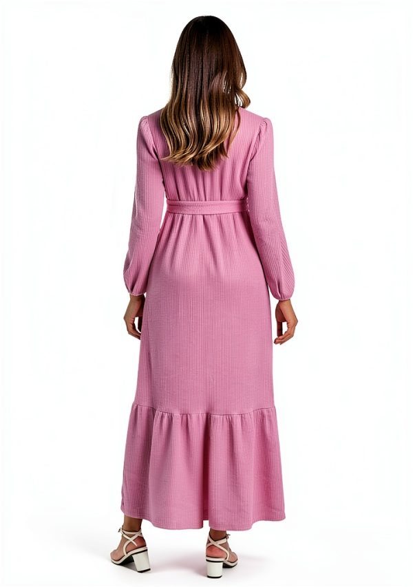 Maternity Maxi Dress with Belt Flowing A-Line for Pregnancy-1