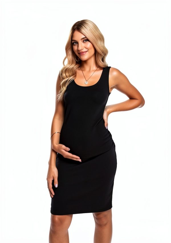Ekouaer Maternity Bodycon Dress Ribbed Fabric Side Ruch-1