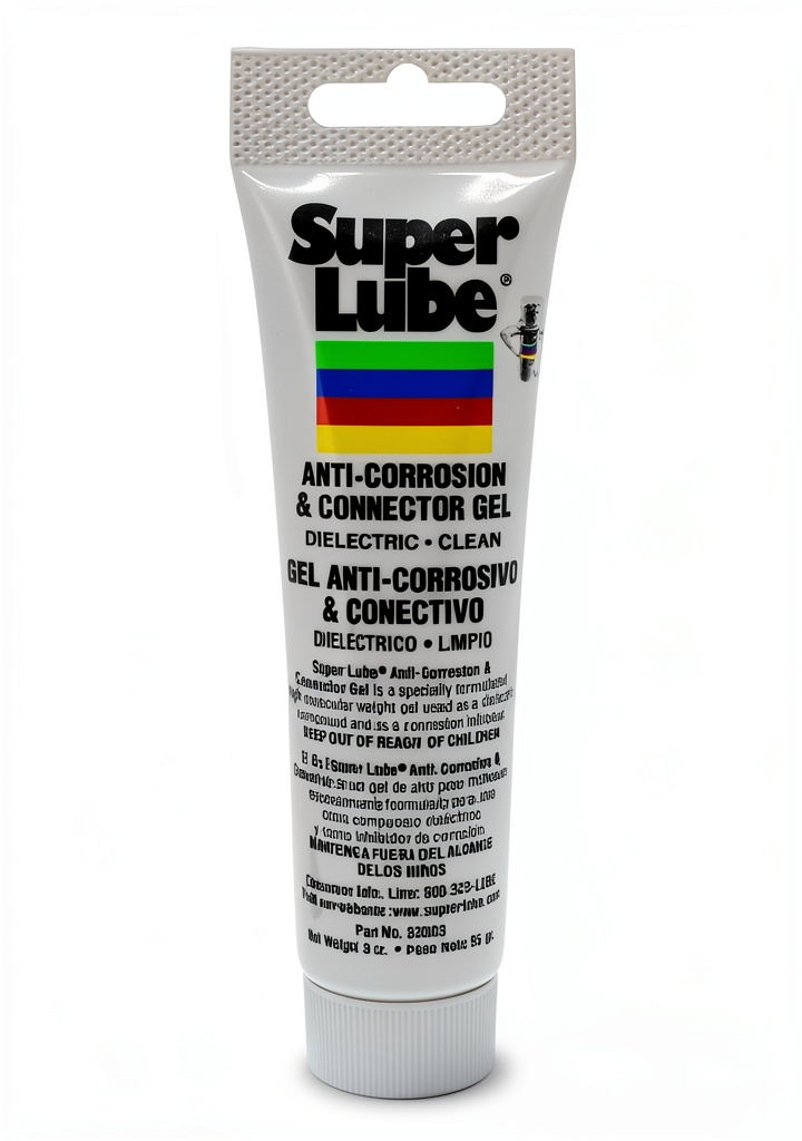 Applying Super Lube gel to a car battery terminal