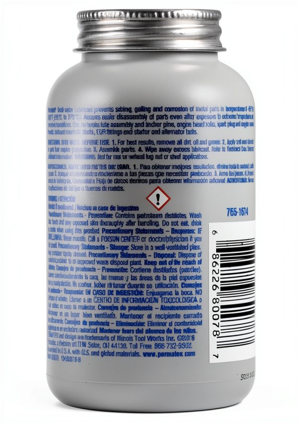 Permatex 0W16 Anti Seize Lubricant 8 oz Metal Bottle High Temp 1600F-1