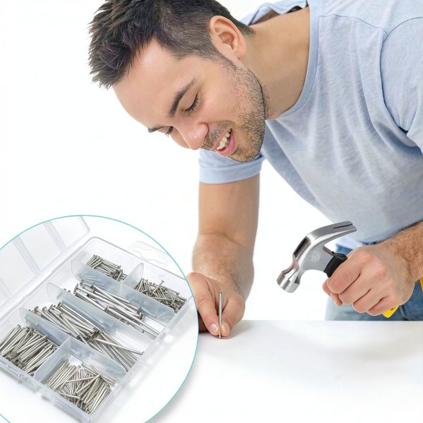 Hardware Nails Assortment Kit Cercourt 376pcs with 8oz Claw Hammer-6