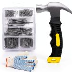 Hardware Nails Assortment Kit Cercourt 376pcs with 8oz Claw Hammer-0