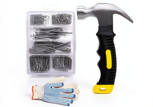 Hardware Nails Assortment Kit Cercourt 376pcs with 8oz Claw Hammer-0