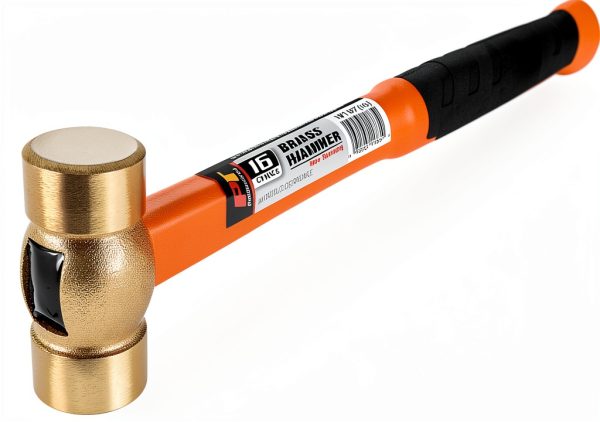 Performance Tool W1137 Solid Brass Hammer 16 oz Fiberglass Handle-0