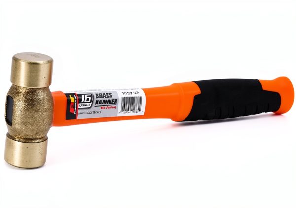 Performance Tool W1137 Solid Brass Hammer 16 oz Fiberglass Handle-4