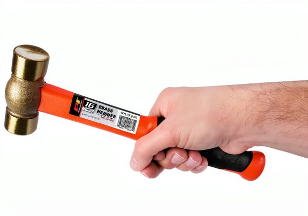 Performance Tool W1137 Solid Brass Hammer 16 oz Fiberglass Handle-3